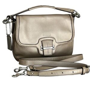 Coach Taylor Flap Metallic Leather Champagne Crossbody Bag EUC